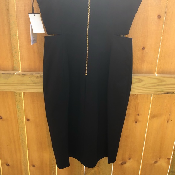 Calvin Klein Black Side Cut Out High Neck Sheath Dress - Size 6 - Picture 11 of 14